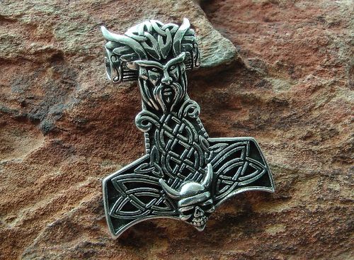 THORS HAMMER ODINS HEAD 925 SILVER #1