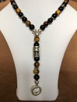 ONYX - TIGEREYE AND SKULL NECKLACE 925 SILVER