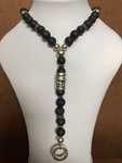 LAVA STONES AND SKULL NECKLACE 925 SILVER